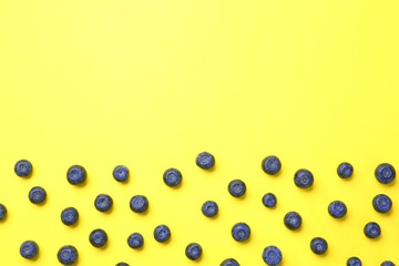 Ripe blueberry on color background