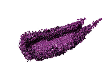 Crushed purple glitter eye shadow smear isolated on white - obrazy, fototapety, plakaty