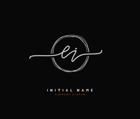 E I EI Beauty vector initial logo, handwriting logo of initial signature, wedding, fashion, jewerly, boutique, floral and botanical with creative template for any company or business.