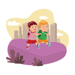 School kids smiling with backpacks