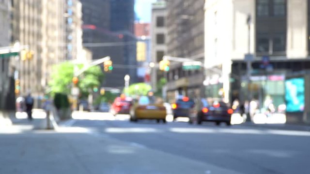 Broadway Taxi Defocused intentionally, blurred NYC street traffic video background