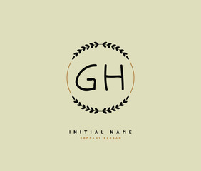 G H GH Beauty vector initial logo, handwriting logo of initial signature, wedding, fashion, jewerly, boutique, floral and botanical with creative template for any company or business.