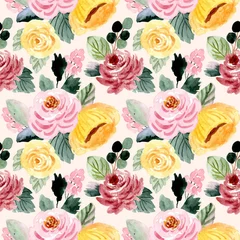 Deurstickers pretty flower watercolor seamless pattern © wulano