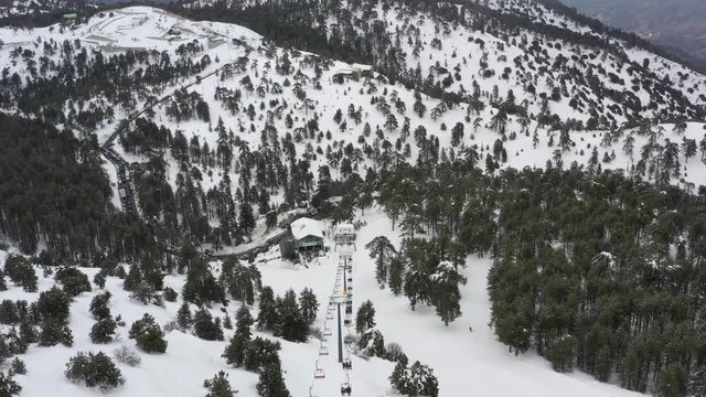 Snow mountains and pine woodlands in Mediterranean