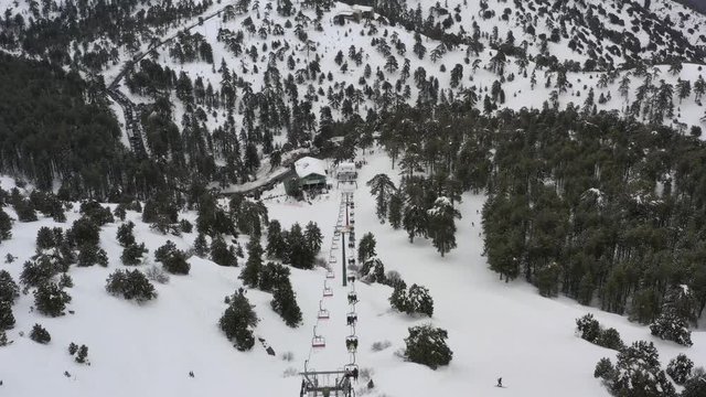 Snow mountains and pine woodlands in Mediterranean
