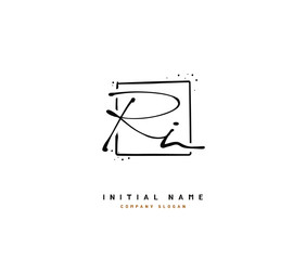 R I RI Beauty vector initial logo, handwriting logo of initial signature, wedding, fashion, jewerly, boutique, floral and botanical with creative template for any company or business.