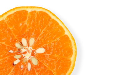 Slice orange fruit isolated on white background. Healthy food concept, Flat lay, top view - Image