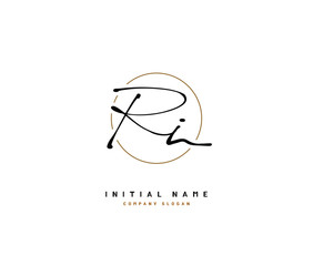 R I RI Beauty vector initial logo, handwriting logo of initial signature, wedding, fashion, jewerly, boutique, floral and botanical with creative template for any company or business.