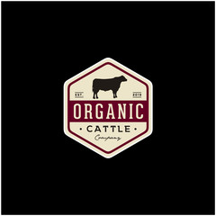 Vintage Cattle Angus Livestock Cattle Beef Meat Label logo design	