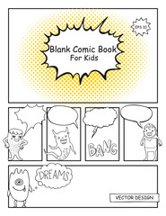 Blank Comic Book, Mock up with empty speech bubbles
