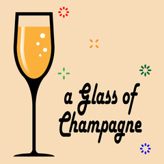 a glass of champagne flat design vector
