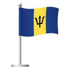 Barbados flag on pole icon