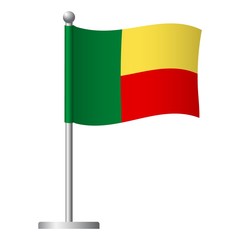 Benin flag on pole icon