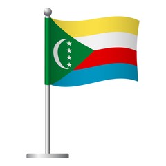 Comoros flag on pole icon
