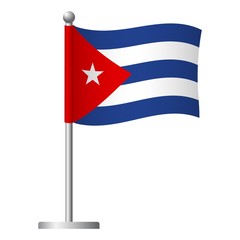 Cuba flag on pole icon