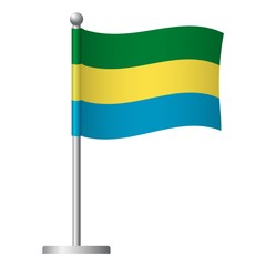 Gabon flag on pole icon