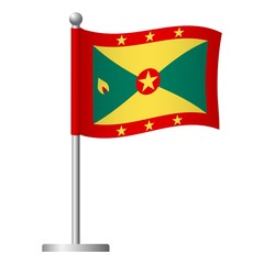 Grenada flag on pole icon