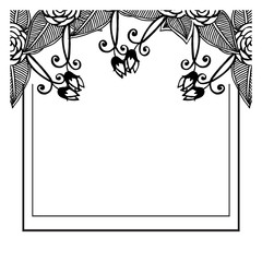 Element design of flower frame, isolated on white background, pattern for invitation wedding. Vector