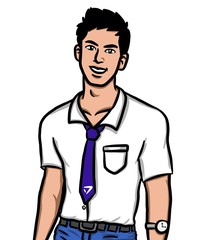 Cartoon cute man on white background