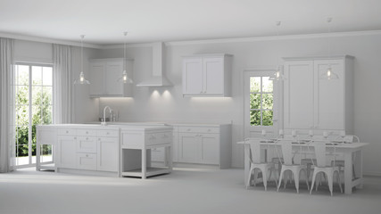 Modern house interior. Gray interior. 3D rendering.