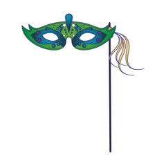 festive carnival party mask cartoon blue lines