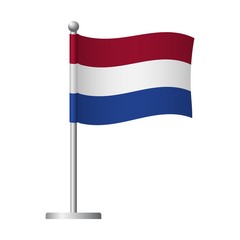 Fototapeta na wymiar netherlands flag on pole icon