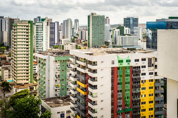 Fototapeta premium Aerial view of the city of Recife, Brazil, with colorful buildings