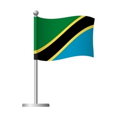 Tanzania flag on pole icon