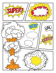 Blank Comic Book, Mock up with empty speech bubbles