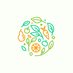 organic fresh food / vegetable fruit vector icon logo design