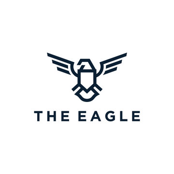 Falcon Eagle Logo. Vector Icon. Line Outline Illustration Design