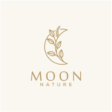 Moon Nature Beautiful Concept Vector Logo Design