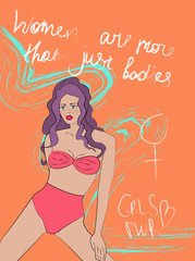 WOMEN ARE ALSO MORE THAN JUST BODIES LINES BRIGHT WHITE SKIN GIRL