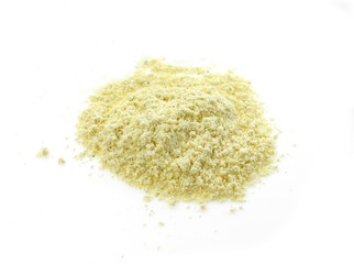 Pile of corn flour isolated on white background.