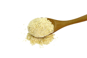 Pile of corn flour isolated on white background.