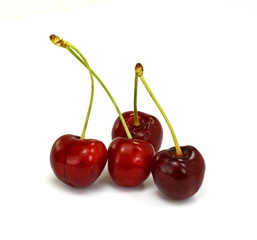 Fototapeta na wymiar sweet cherries isolated on the white background