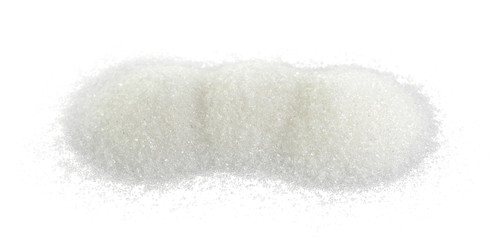 Heap of granulated sugar isolated on white background.