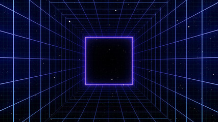 Retro Sci-Fi Background Futuristic landscape of the 80`s. Digital Cyber Surface. Suitable for design in the style of the 1980`s