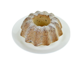 Marble cake on white background.