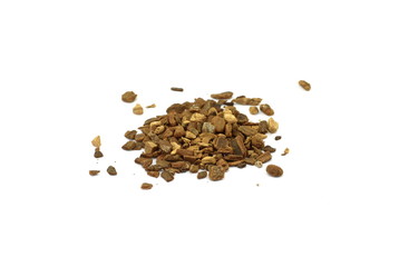 Indian chai tea, cinamon and ginger  isolated on white background.