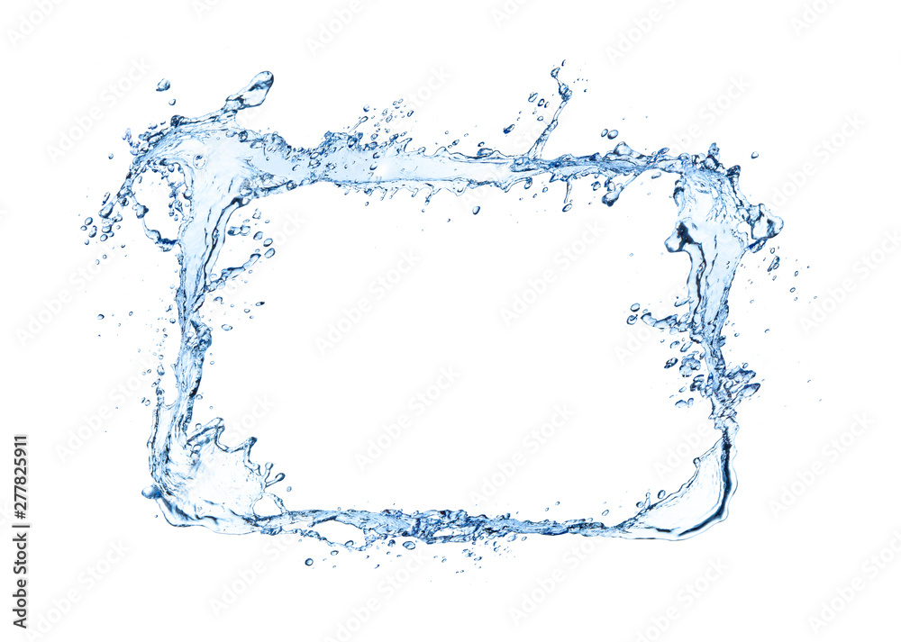 Poster water rectangle splash isolated on white background