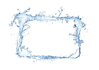 Water rectangle splash isolated on white background