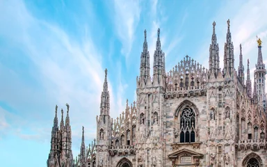 Raamstickers Kathedraal van Milaan - (kathedraal van Milaan) en Piazza del Duomo in Milaan) © muratart
