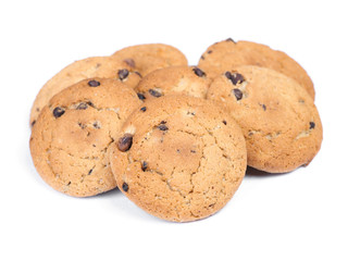 Heap of oatmeal cookies with chocolate chip