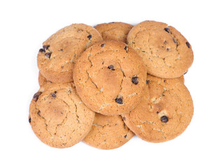 Heap of oatmeal cookies with chocolate chip