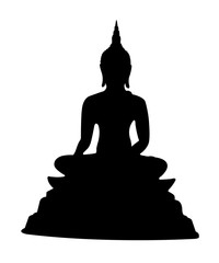 Buddha Silhouette isolate on white background ,Clipping Path