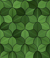 Fototapeta na wymiar simple leaves with streaks. vector seamless pattern. green repetitive background. textile paint. fabric swatch. wrapping paper. continuous print