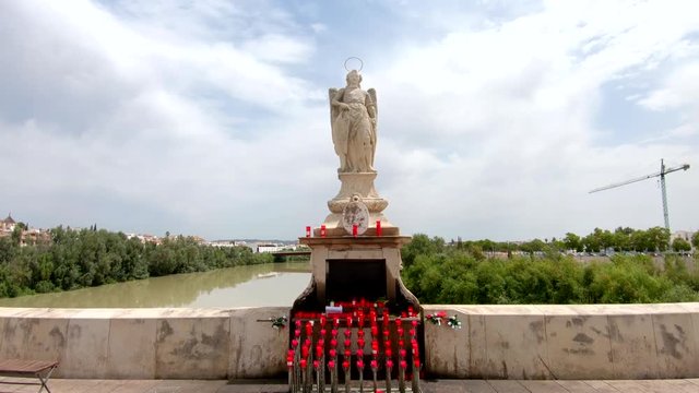 Statue of San Rafael on Roman Bridge, Cordoba, Andalusia, Spain