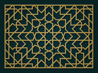Geometric ornament template. Traditional oriental vector pattern for laser cutting.