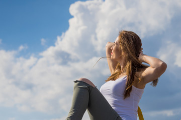 Girl casual clothing relaxing outdoor